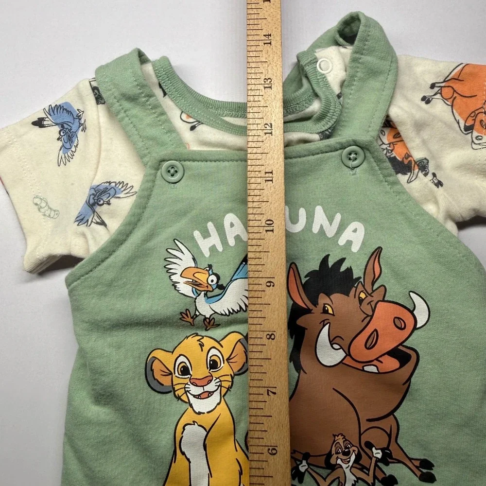 Disney Lion King Hakuna Matata Baby Overalls and Bodysuit Set Green 6-9 Months